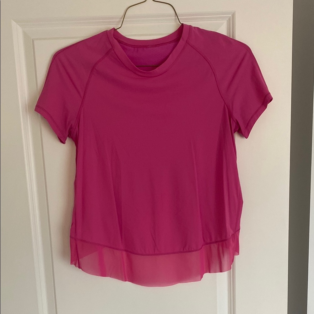 Lululemon Athletica Pink Raglan Crop Tee